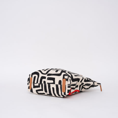 Love Graphic Hand Screen Printed Tote with Beads and Zipper