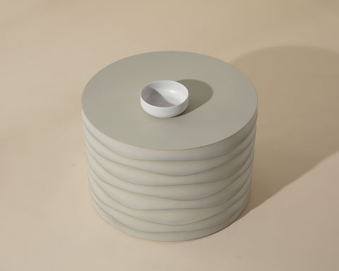 Sunpan Corey Sculpted Round Drum Coffee Table Modern