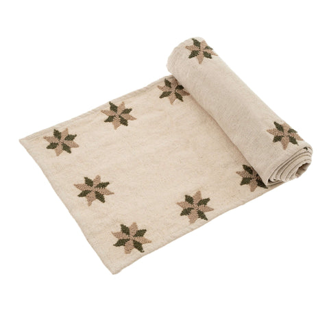 Tabletop Essentials Organic Embroidered Rectangular Table Runner