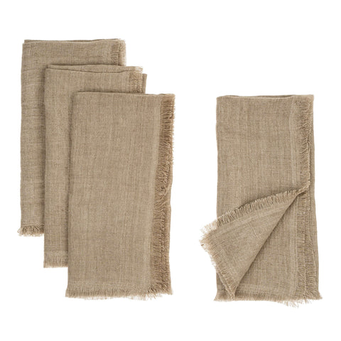 The Lifestyle Lab Lina Tabletop Essentials Frayed Linen Napkin - Set of 4