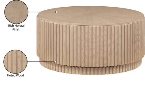 Meridian Furniture Inc. Ronin Contemporary Round Coffee Table with Fluted Details - 36 W