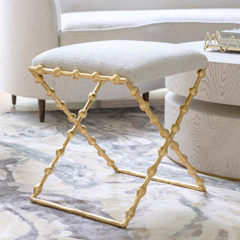 Artful Traditionalist Organic Gold Leaf Accent Bench