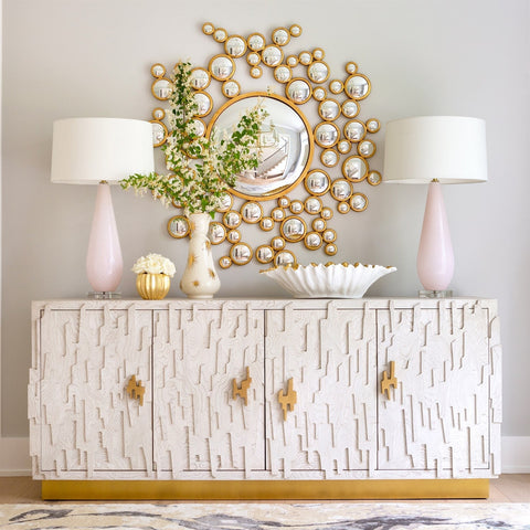 Brutalist Buffet Cabinet with Satin Finish and Pull Handles