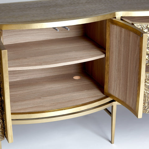 Crinkle Modern Accent Cabinet with Brushed Finish