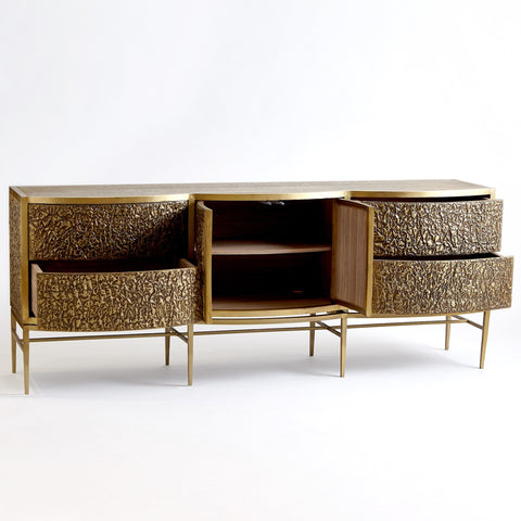 Crinkle Modern Accent Cabinet with Brushed Finish