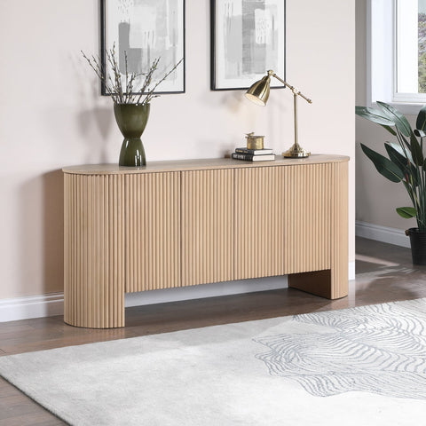 Contemporary Oak Veneer Geometric Sideboard Cabinet