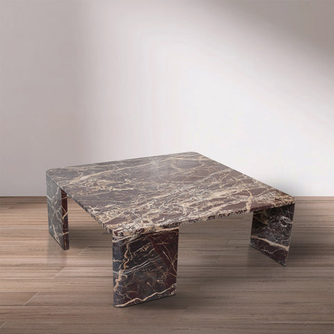 Meridian Furniture Inc. Livorno Modern Cherry Marble Square Coffee Table - 39 W