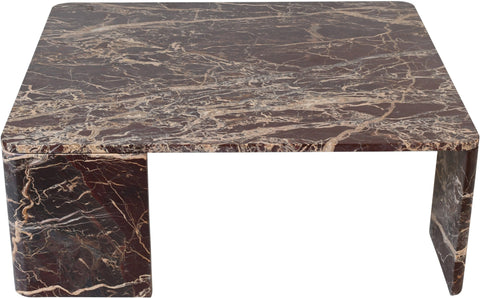 Meridian Furniture Inc. Livorno Modern Cherry Marble Square Coffee Table - 39 W