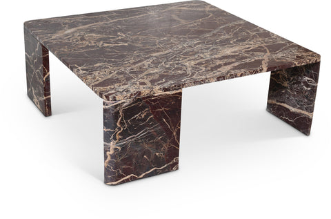 Meridian Furniture Inc. Livorno Modern Cherry Marble Square Coffee Table - 39 W