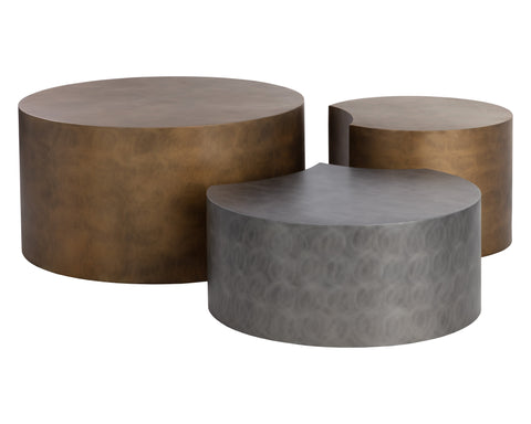 Sunpan Neo Abstract Curved Drum Coffee Table Set