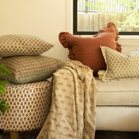 Filling Spaces Artful Traditionalist Handcrafted Bohemian Accent Throw Pillow - 18 x 18 - 20 x 20 - 22 x 22 - 24 x 24 - 26X 26 - 14 x 20 - 14 x 40 - 18 x 40 - 16 x 50