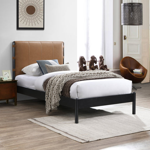 Abigail Vegan Leather Upholstered Twin Bed