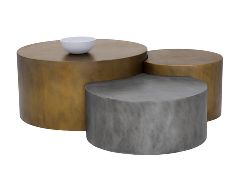 Sunpan Neo Abstract Curved Drum Coffee Table Set