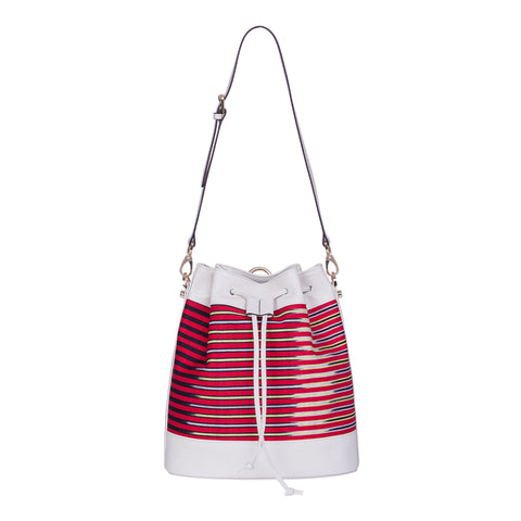 Casual Stripe Convertible Handmade Bucket Bag