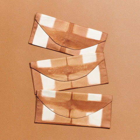 Color Block Silk Pouch with Snap Closure and Pocket