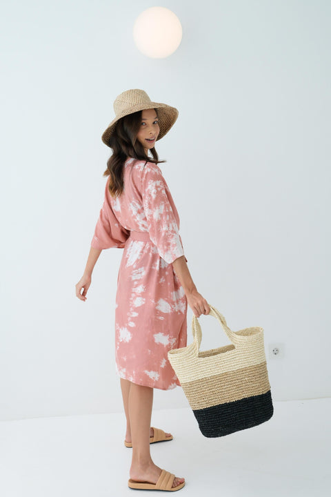 Beach Handmade Color Block Open Top Tote