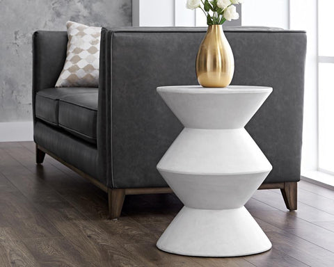 Sunpan Union Curved Concrete Drum End Table