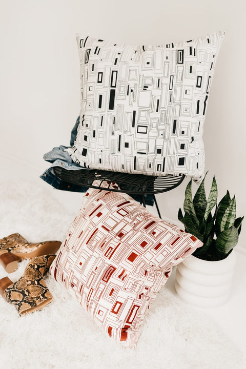 Modern Graphic Linen Accent Pillow with Removable Cover