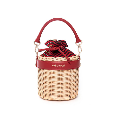 Beach Stripe Drawstring Hand Loomed Bucket Bag