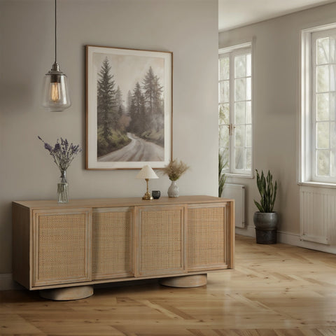 Contemporary Organic Rattan Sideboard Cabinet