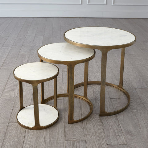 Global Views Timeless Minimalist Modern Bronze Nesting Table Set