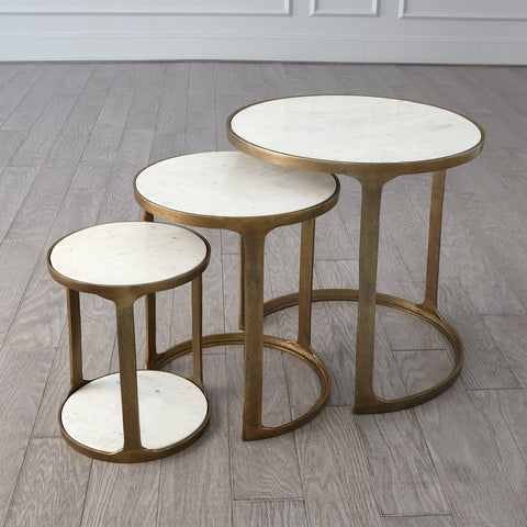 Timeless Minimalist Marble Nesting Table Set with Round Frame