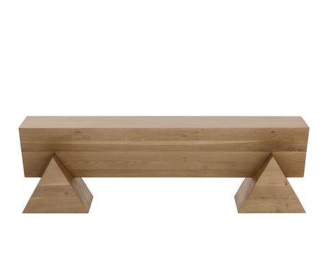 Artful Traditionalist Oak Accent Bench with Plinth Base