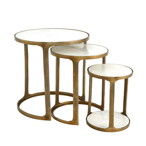 Timeless Minimalist Marble Nesting Table Set with Round Frame