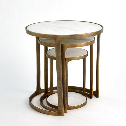 Global Views Timeless Minimalist Modern Bronze Nesting Table Set