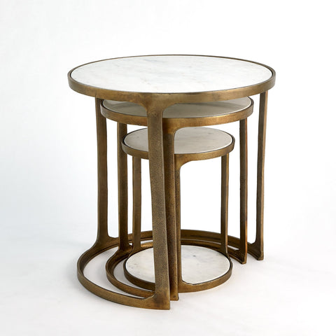 Timeless Minimalist Marble Nesting Table Set with Round Frame