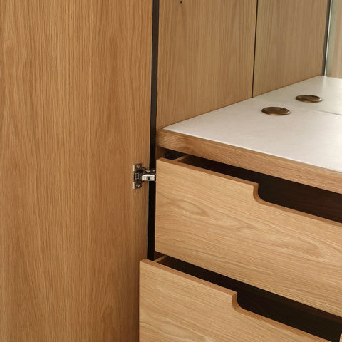 Framed Modern Tall Cabinet with Glass and Metal Accents