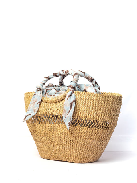 Beach Braided Basket Weave Open Top Basket Bag
