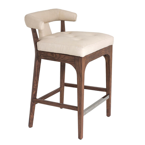 Timeless Minimalist Barrel Back Modern Upholstered Counter Stool