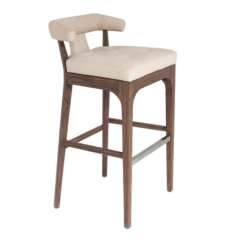 Timeless Minimalist Modern Barrel Back Leather Bar Stool