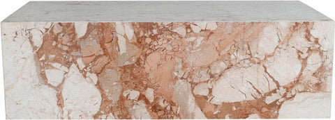 Meridian Furniture Inc. Bolzano Timeless Minimalist Handcrafted Marble Coffee Table - 48 W