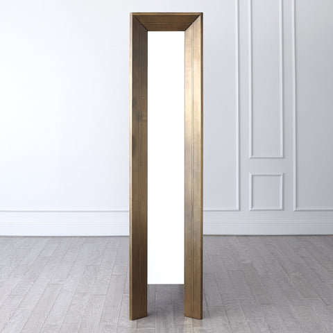 Framed Modern Tall Cabinet with Glass and Metal Accents