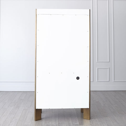 Framed Modern Tall Cabinet with Glass and Metal Accents