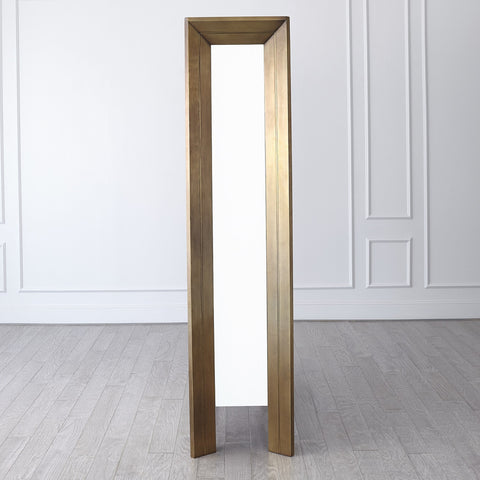 Framed Modern Tall Cabinet with Glass and Metal Accents