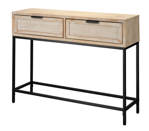 Nature-Driven Modernist Reed Coastal Entryway Console with Storage