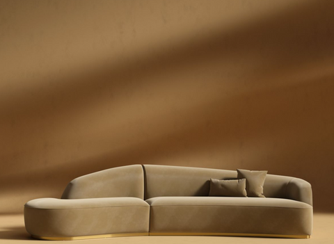 Reya Curved Velvet Modular Sofa with Brass Base