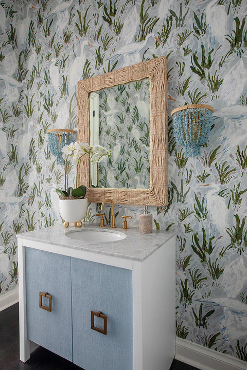 Worlds Away April Contemporary Marble Bathroom Vanity