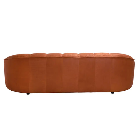 Amadeus Curved Leather Sofa with Horizontal Tufting