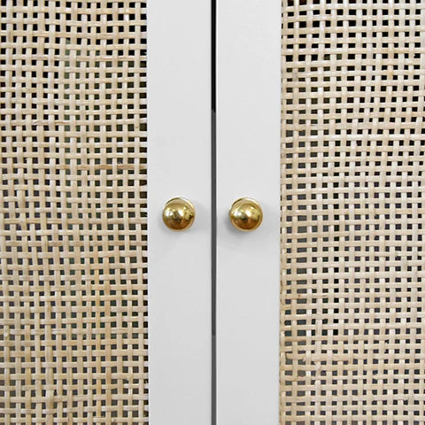 Mid Century Accent Cabinet with Caning and Marble Finish