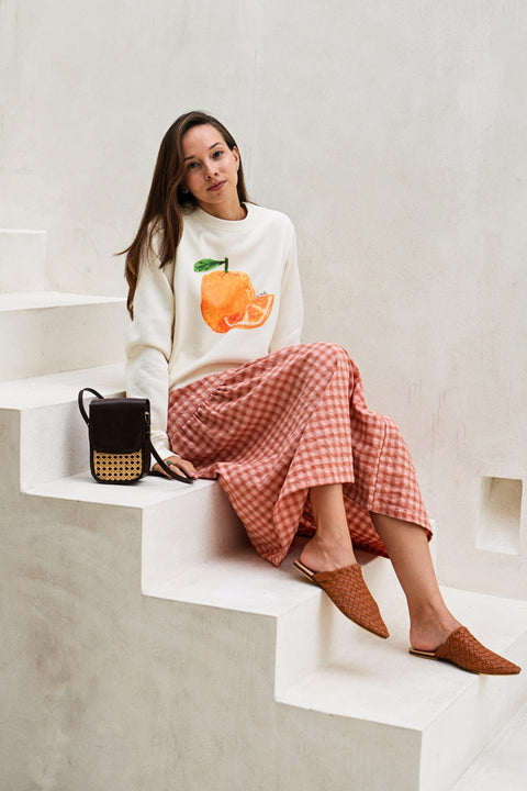 Handwoven Geometric Leather Trim Crossbody