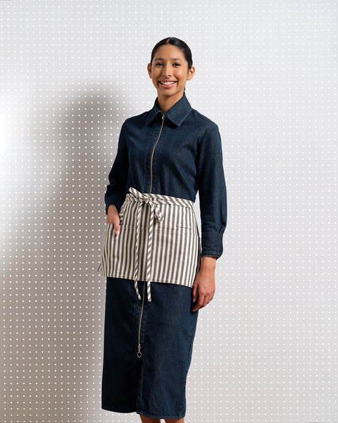 Waist Adjustable Stripe Apron with Deep Pockets