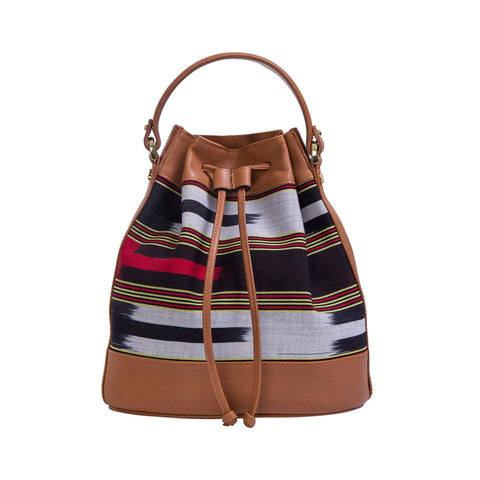 Casual Stripe Drawstring Bucket Bag with Adjustable Straps