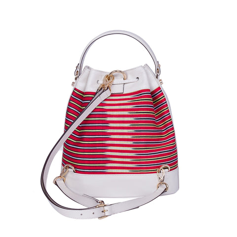 Casual Stripe Embossed Drawstring Bucket Bag