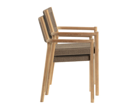 Outdoor Living & Garden Modern Hand Woven Teak Dining Armchair