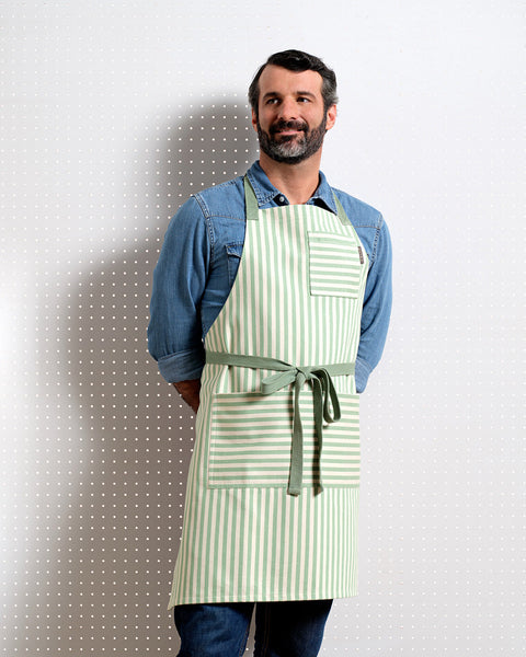 Bib Apron with Adjustable Deep Patch Pockets