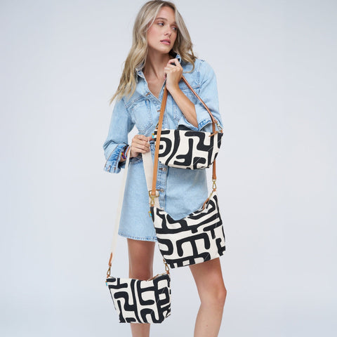 Abstract Graphic Convertible Pouch with Zip Top